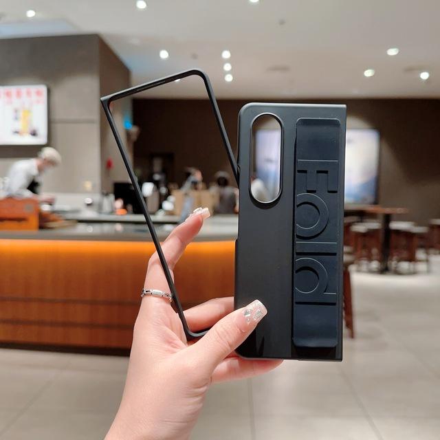 Чехол с ремешком на запястье для Samsung Galaxy Z Fold 3 4 Fold4 Ultimate Skin Feel Protection Handheld Folding Zfold3 Plain Cover