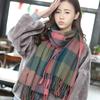 Women's Korean Style Knitted Plaid Tassel Shawl: Thick, Double-Sided & Versatile Winter Scarf