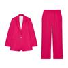 Wrinkle Effect Lapel Long sleeve Blazers 8372468 Straight High Waist Casual Trousers 8372568