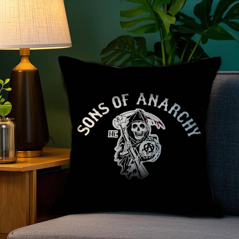 Крутая Наволочка S-Sons Of A-Anarchy для Дивана, Гостиной, Спальни, Квадратной Подушки, Подушки для Сна, Двусторонней Печатью