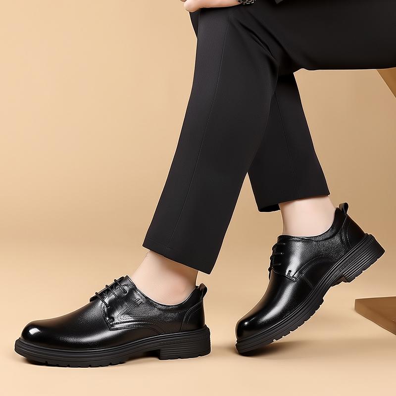 Мужская обувь из натуральной кожи, роскошный стиль высокого качества, офисная, деловая, классическая, черная, рабочая обувь, толстая подошва