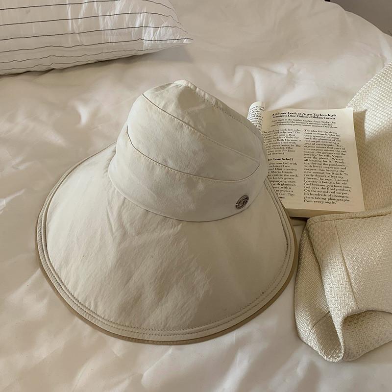 Trendy Large Brim Summer Hat For Women Uv Protection Black Sun Cap Visor