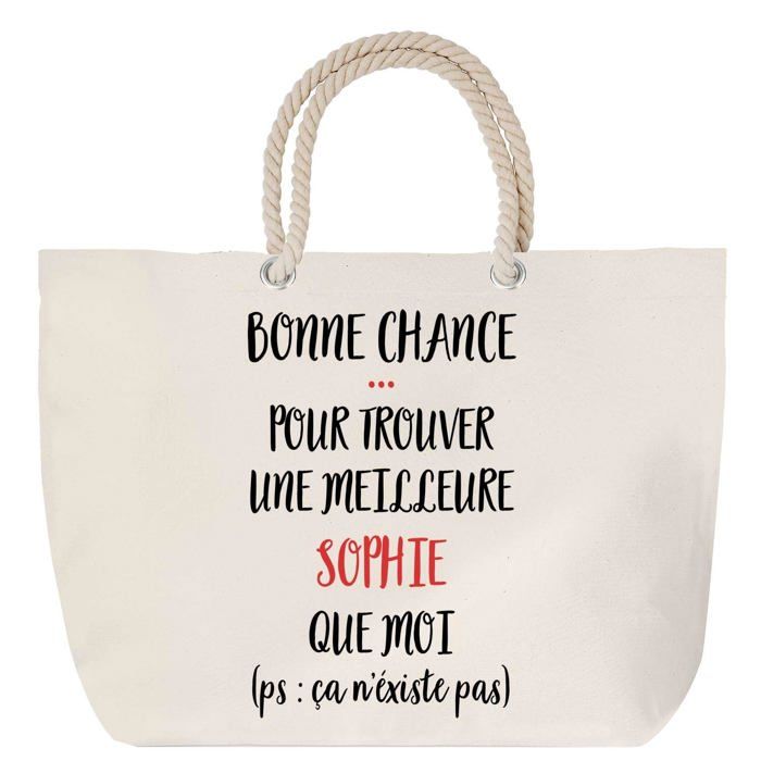 Sac de plage - PLANETEE - anse corde Sophie N'existe Pas - Coton - Beige - Imprimé en France