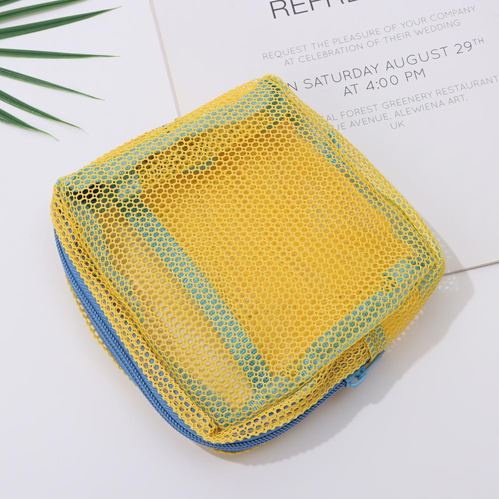 Сетчатая косметичка большой вместимости, цвет дофамина, кошелек для монет, прочная сумка для хранения