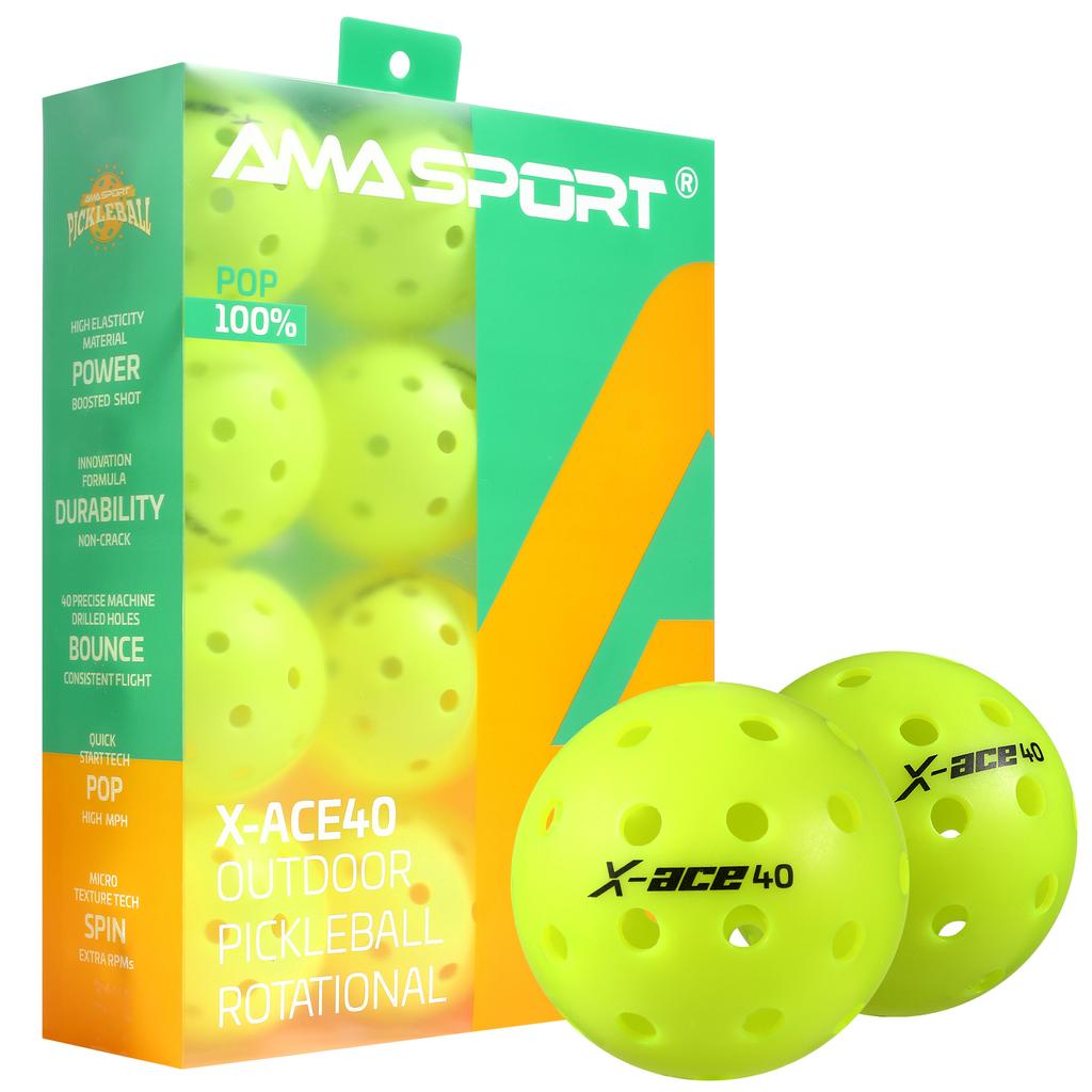 Мячи для пиклбола AMASPORT X-ACE40 Профессиональные Официальные Мячи для Пиклбола с Высоким Отскоком и Высокой Видимостью для Игр на Открытом Воздухе