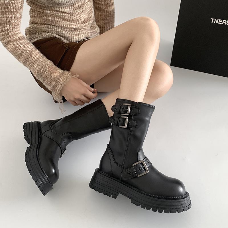 Женские ботинки Martin на толстой подошве и каблуке в британском стиле, новые летние коричневые универсальные высокие короткие ботинки Maillard 2025 года