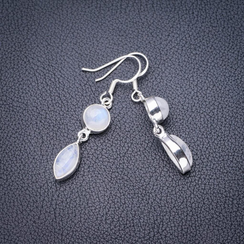 STARGEMS ® Серьги ручной работы из стерлингового серебра 925 пробы с натуральным лунным камнем 1,75 дюйма E5648