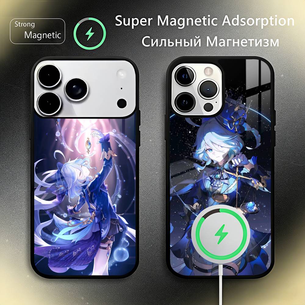 F-Furina G-Genshin I-Impact Phone Case For IPhone17 16 15 14 13 12 11 Plus Pro Max Plus Wireless Charger Cover Funda