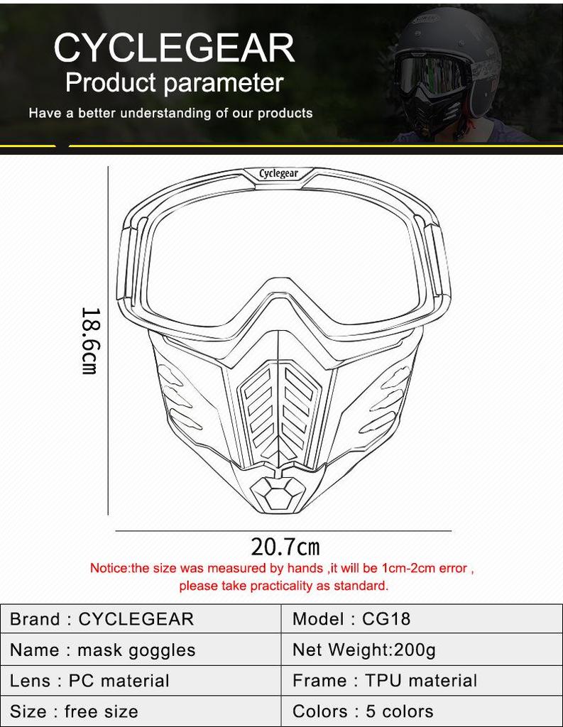 Тактические очки для мотоциклетного шлема CG18 – очки для езды с защитой от ветра и песка и маской