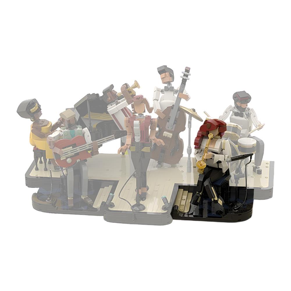 Gobricks MOC Джазовый саксофонист Строительные блоки Модель Музыкальное выступление Джазовый певец Строительные блоки Большая качающаяся группа Игрушки Подарок