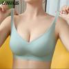 Женский бюстгальтер с мягкой поддержкой, нижнее белье без следов, верхняя поддержка со сборками на груди, антипровисающая коллекция, пара с регулировкой груди, латексный бюстгальтер без косточек