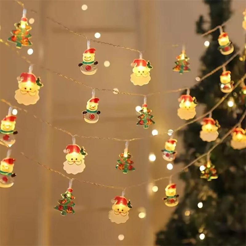 1pc Christmas Atmosphere Light String with Snowman & Tree & Santa Claus 10/20 LED Fairy Lamp For Home Indoor Xmas Decor