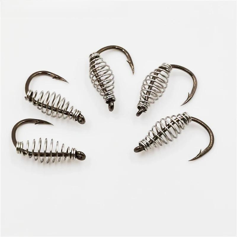 10-60pcs High Carbon Steel Spring Fish Hook Barbed Swivel Carp Explosion Hooks Jig Fly Fishing Hook Fishing Accessories