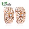 MINTHA Flower Clip Earrings Trendy Rose Gold Color Wedding Daily Fashion Jewelry Hollow Cubic Zirconia Earrings For Women Bridal Earrings