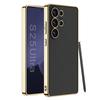 Чехол для мобильного телефона Samsung S25 Ultra Гальванический Однотонный Кожаный Защитный Чехол S25 Простой Чехол для Мобильного Телефона с Защитой от Падений