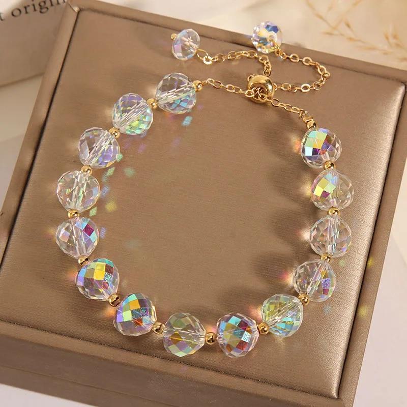 Fashion Colorful Artificial Crystal Bracelet Shiny Beaded Bracelets For Women Party Jewelry