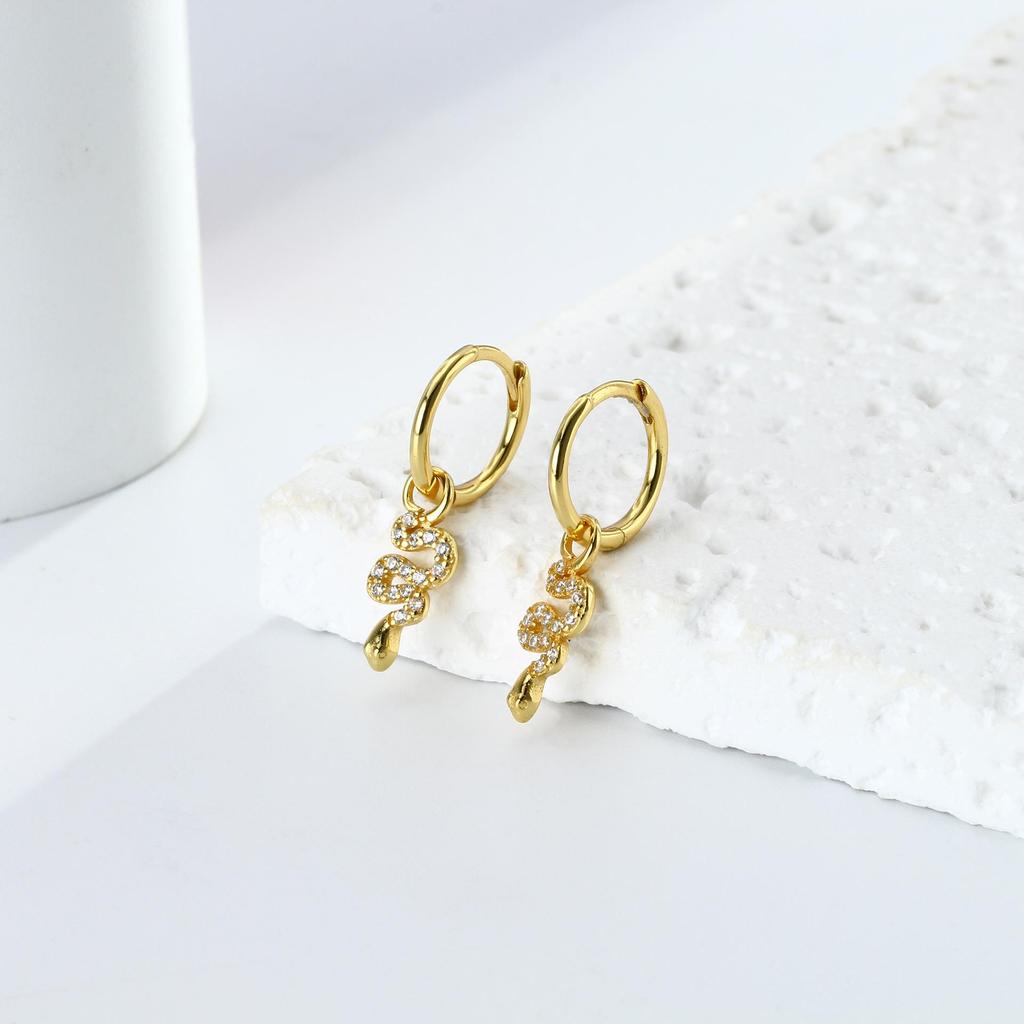 Серьги-змеи с покрытием из 14-каратного золота, белые серьги-кольца с фианитами для женщин, свадебные украшения