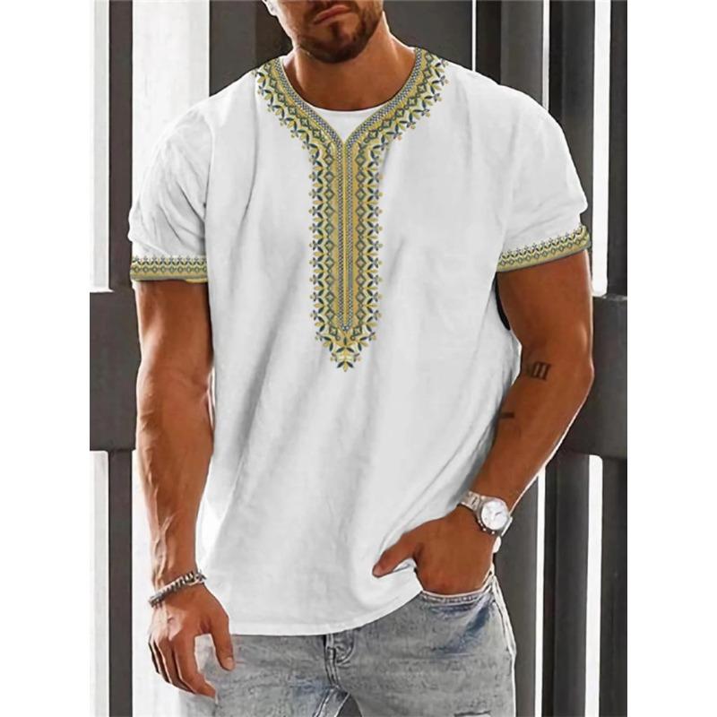 Винтажная этническая футболка с 3D принтом, одежда с круглым вырезом, мужские топы, футболка большого размера с короткими рукавами, летняя свободная мужская уличная одежда, мужская одежда