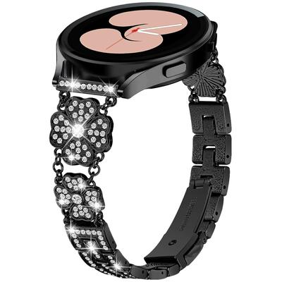 Для Samsung Galaxy Watch7 44мм/40мм Ремешок для часов Декор из страз в виде четырехлистного клевера Ремешок для смарт-часов