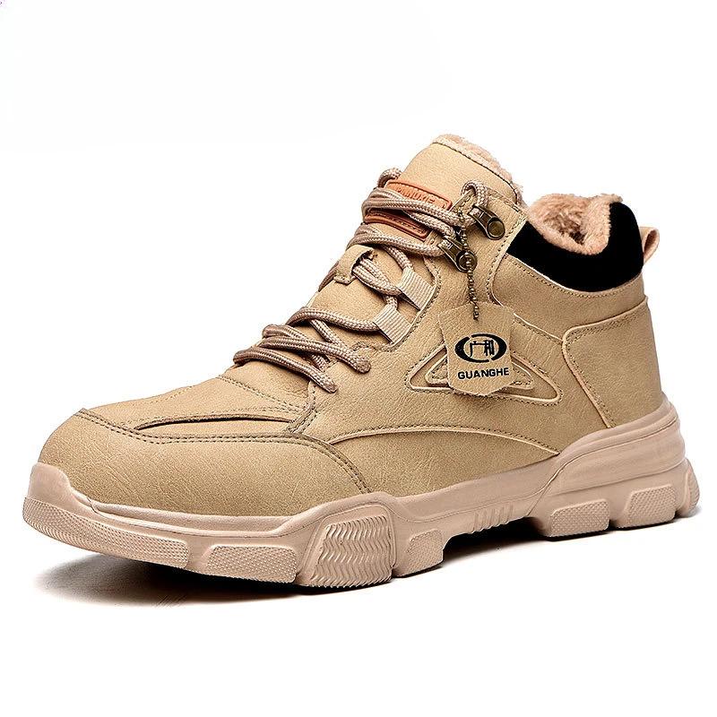 Мужская обувь Поворотная пряжка Стальной подносок Защитная рабочая обувь Неразрушимая Защита от падения Защита от ударов Кроссовки на платформе Мужские ботильоны Зима