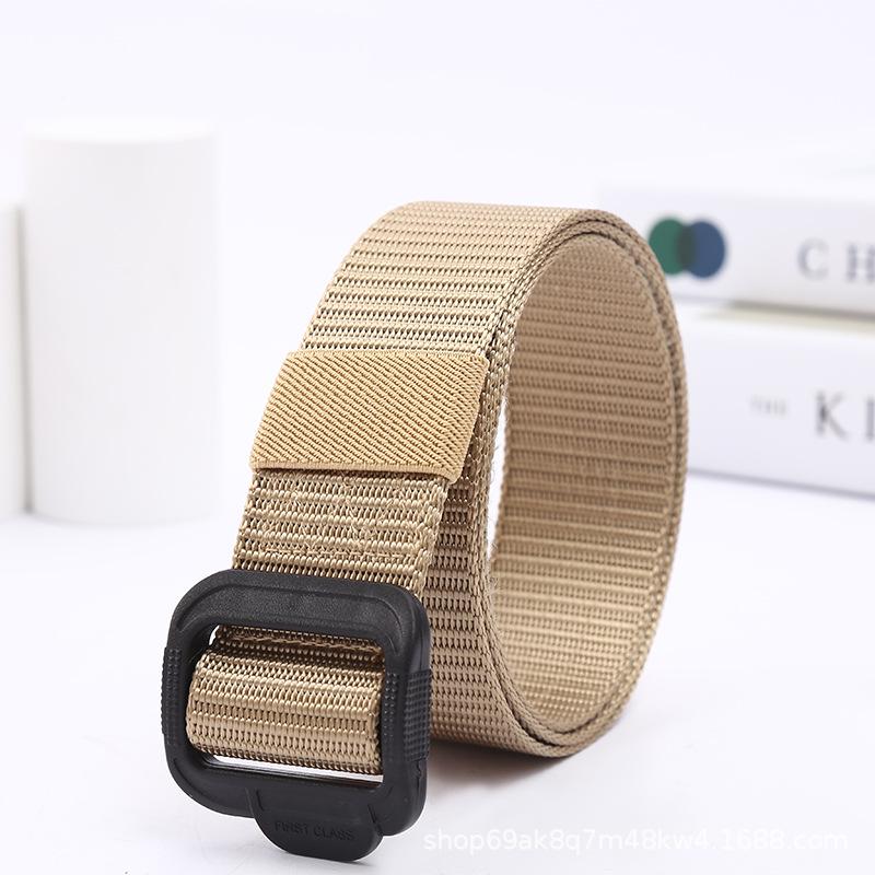 Unisex Tactical Canvas Nylon Belt with Plastic Buckle - Casual Style for Outdoor Wear