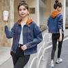 2024 Spring/Autumn Women's Loose Hooded Two-in-One Denim Jacket - Large Size Student Top
