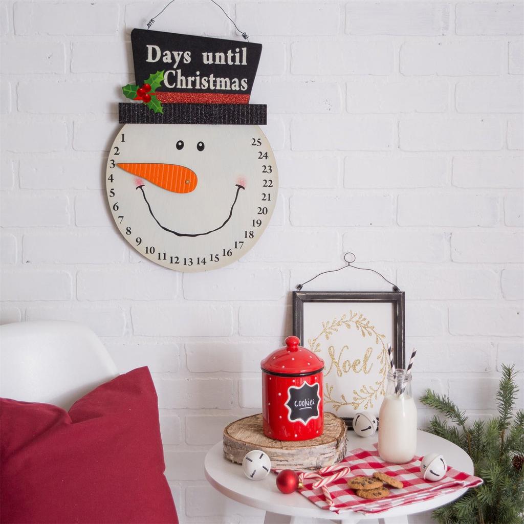 Christmas Advent Collection Decorative & Reusable Wooden Countdown Calendar, Snowman Countdown