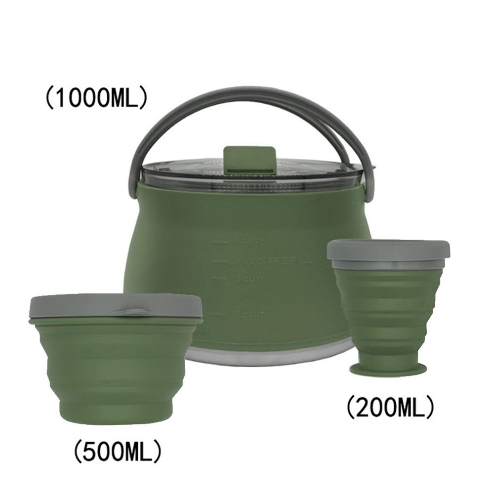 3/4/5 шт. Силиконовый складной чайник для кемпинга, кипящая вода, герметичная чашка для чая, кофе, кружка, посуда для отдыха на открытом воздухе, термостойкая.