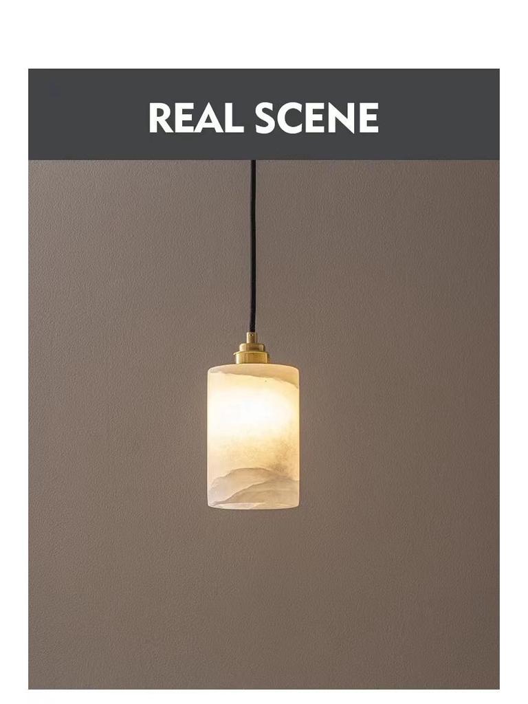 Spanish Alabaster Bedside Pendant Light - Minimalist Design for Master Bedroom, Hallway, or Foyer