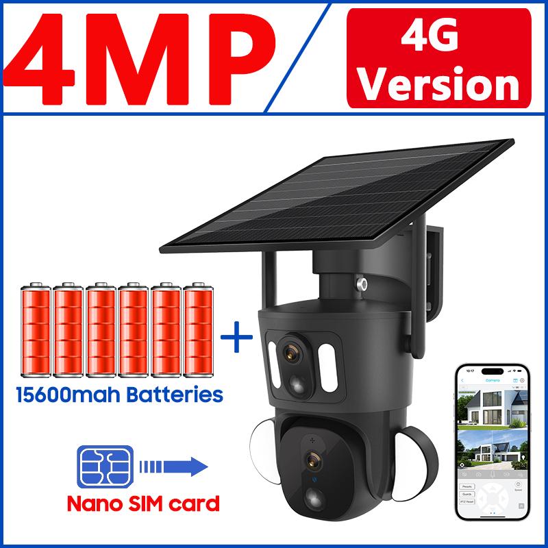 Экран 4G Солнечная Безопасность Kage Уличная 2K HD WiFi PTZ Двойной PIR Обнаружение Человек Автоматическое Отслеживание Камера Видеонаблюдения