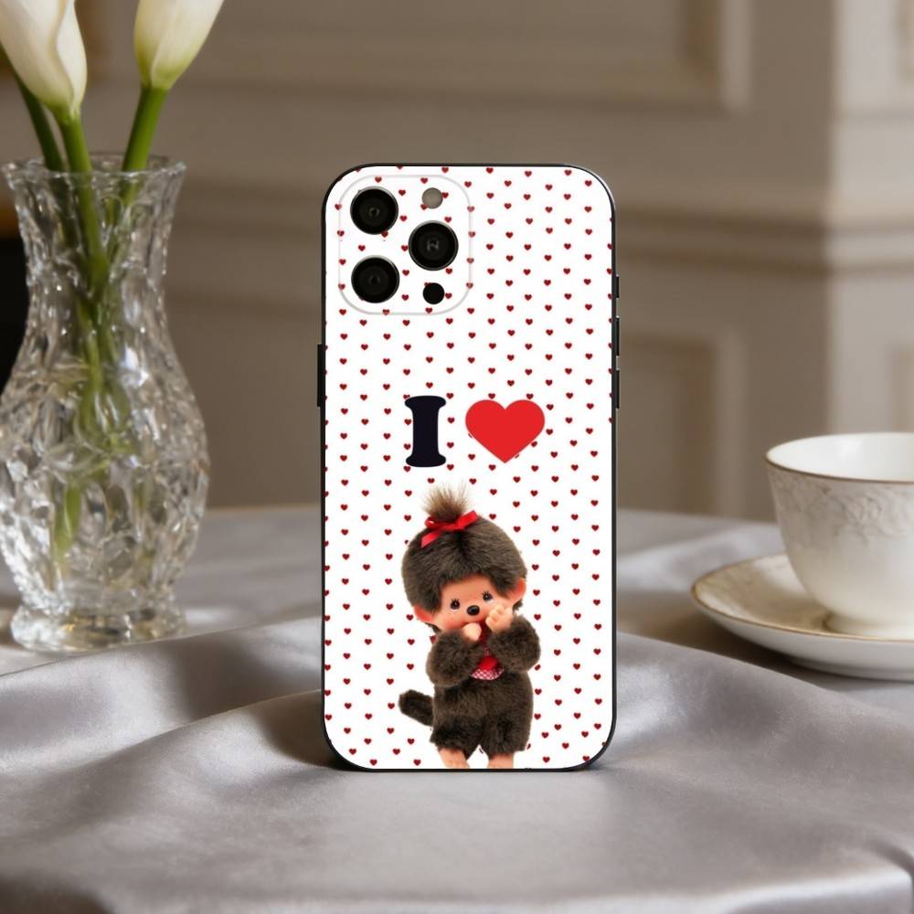 C-Cute M-Monchhichis-S Чехол для телефона для iPhone 17pro,16,15,14,13,12,11 Plus,Pro Max,XS,Мягкий силиконовый черный чехол