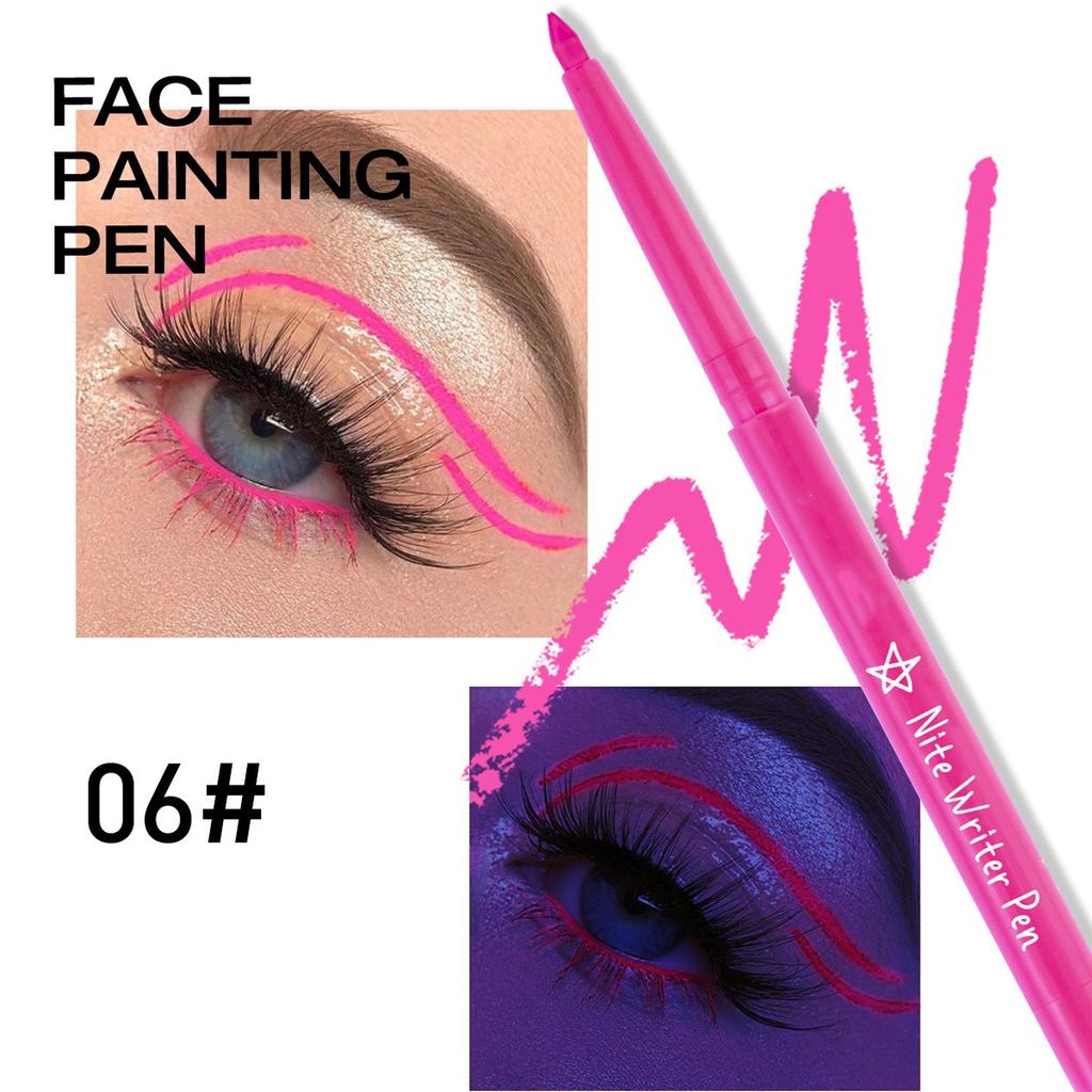Colorful UV Waterproof Luminous Eyeliner Gel Pen Fluorescent Eyeliner Pen Halloween Christmas Party Stage Face Color Paint Pen