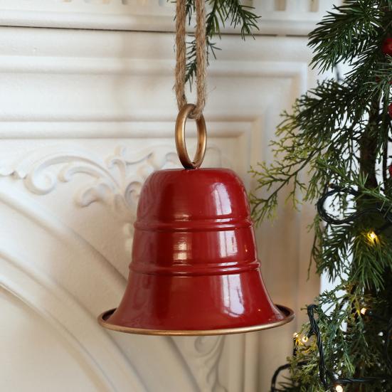 Деревенский Металлический Рождественский Колокольчик Большой Красный Зеленый Золотой Колокольчик Джингл Рождественская Елка Подвесной Декор Винтажный Ручной Работы Музыка Ветра для Елки Венка Дверного Декора