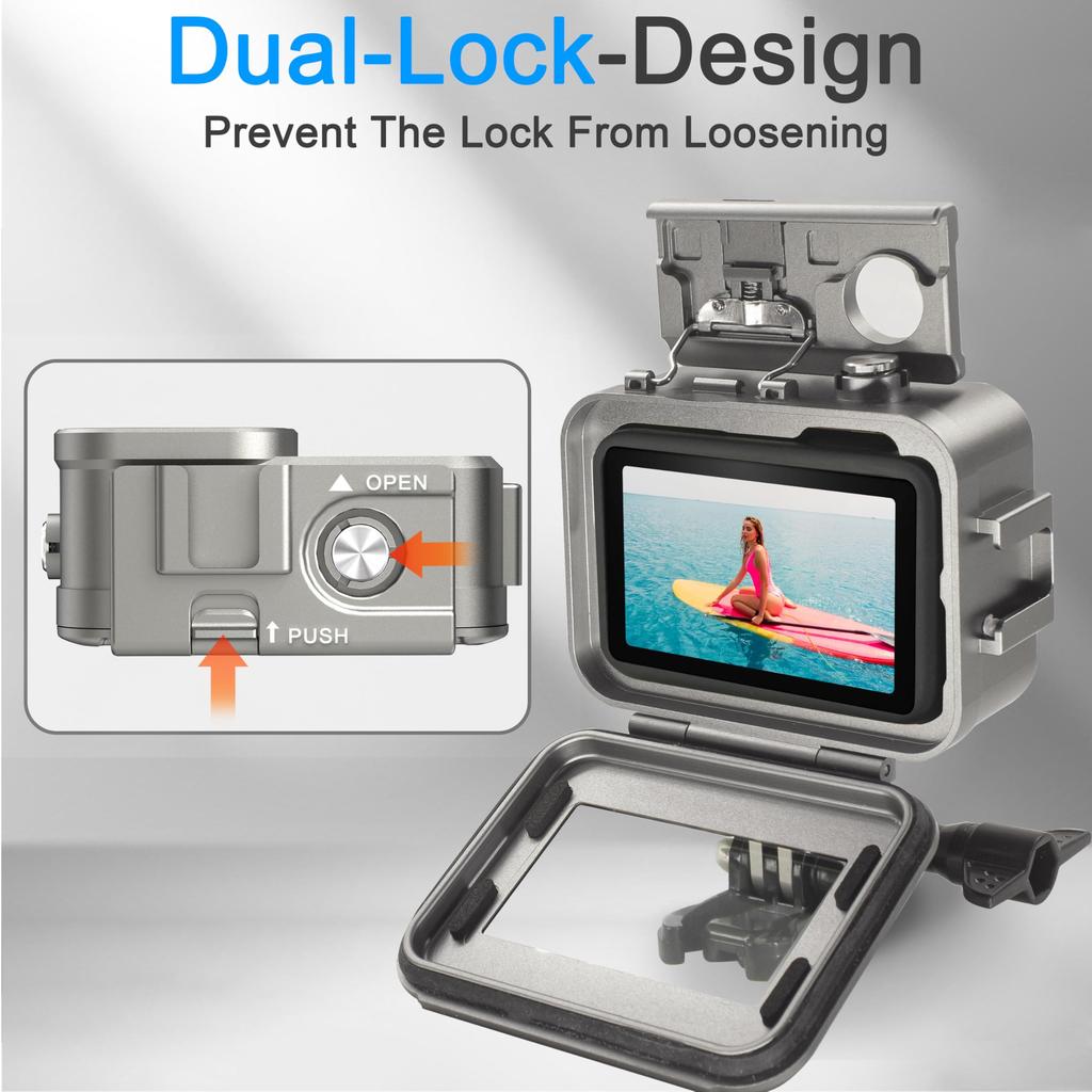 FitStill Waterproof Aluminum Alloy Case for Go Pro Hero13 for Go Pro Hero Black Action Camera Accessories 80M/263FT /Hero12 /Hero11 /Hero10 /Hero9