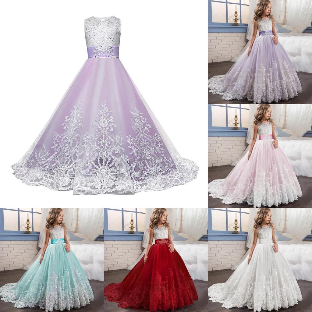 Childrens Princess Dress With Lace Patchwork For Girls