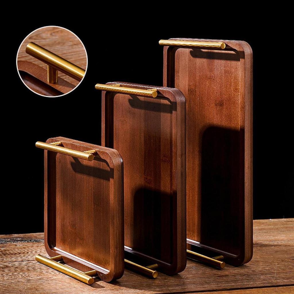 Прямоугольный деревянный поднос для подачи чая и закусок дома