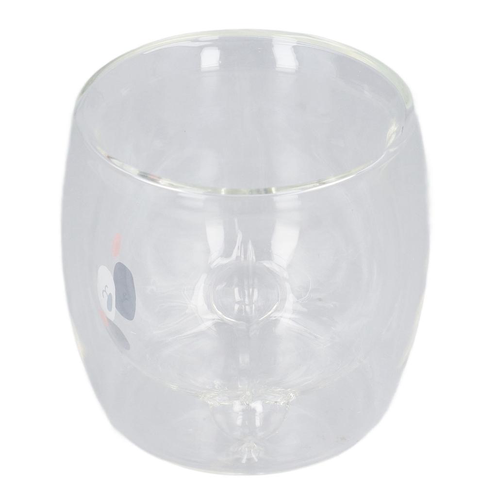 Cute Double Wall Glass Mug 250ML Heat Resistant Bear Appearance Coffee Glass Cup for Home Office Library Gifts Smile