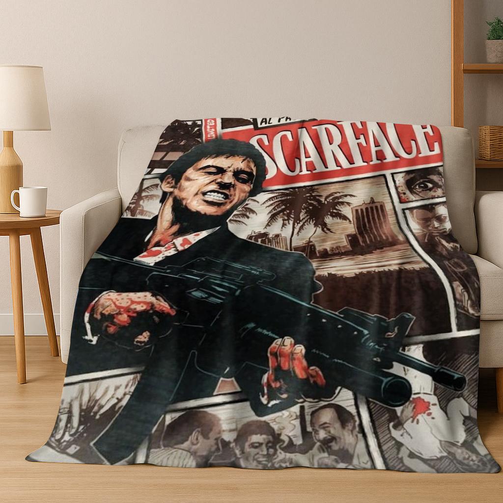 Classic Scarface Tony Montana Movie Art Flannel Blanket,Cozy Soft Throw Blanket for Home Bedroom Bed Sofa Picnic Cover Gift