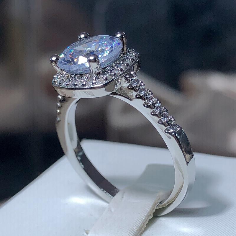 Классическое квадратное кольцо с белым цирконием для женщин Штамп Мода Вечеринка Подарок на День святого Валентина