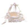 Lace Ruffles Wedding Baskets Bowknot Flower Baskets for Wedding Ceremony Wedding Flower Girl Basket with Flower Handle