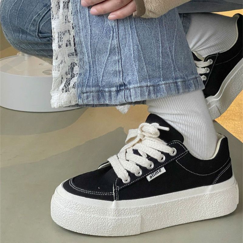 Summer Student Trendy Wear Canvas Shoes Women's New Flat Solid White Shoes Sports Casual Shoes