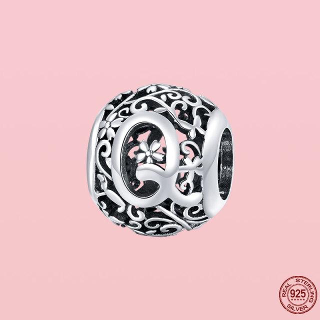 Новое поступление 925 пробы серебряный кулон круглой формы с буквами от A до Z подвески бусины подходят оригинальный браслет ожерелье ювелирные изделия