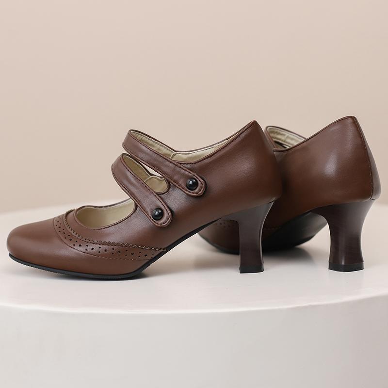 Женские туфли на высоком каблуке, весна-лето, новые, резные, в стиле ретро, легкие, большого размера, низкие туфли