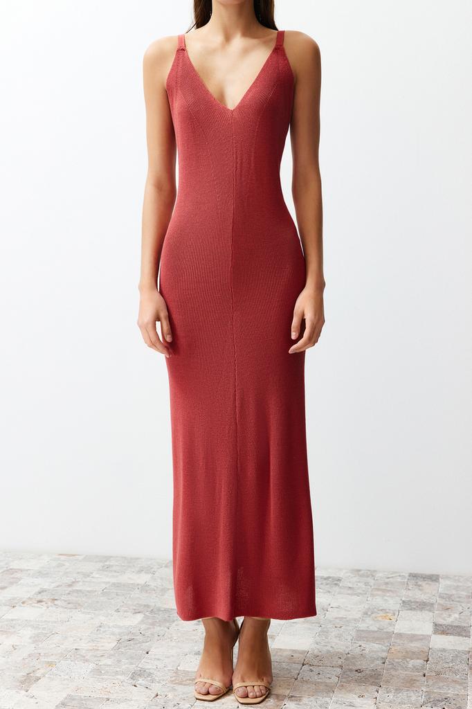 Women's Fashion New Dress Dusty Rose Maxi Knitwear Basic Dress