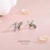 Banyan Tree S925 Silver Bee Earrings with Diamond Pearl In Japanese & Korean Style.