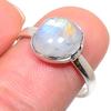 Натуральный Радужный Лунный Камень Драгоценный Камень 925 Проба Стерлинговое Серебро Подарочное Кольцо S.9 R5F95