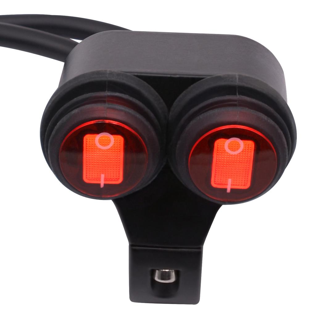 Motorcycle Headlight Handlebar Spotlight Double Flash Switch for 7/8'' 22mm Handlebar Modified Waterproof with Indicator Light Aluminum Alloy