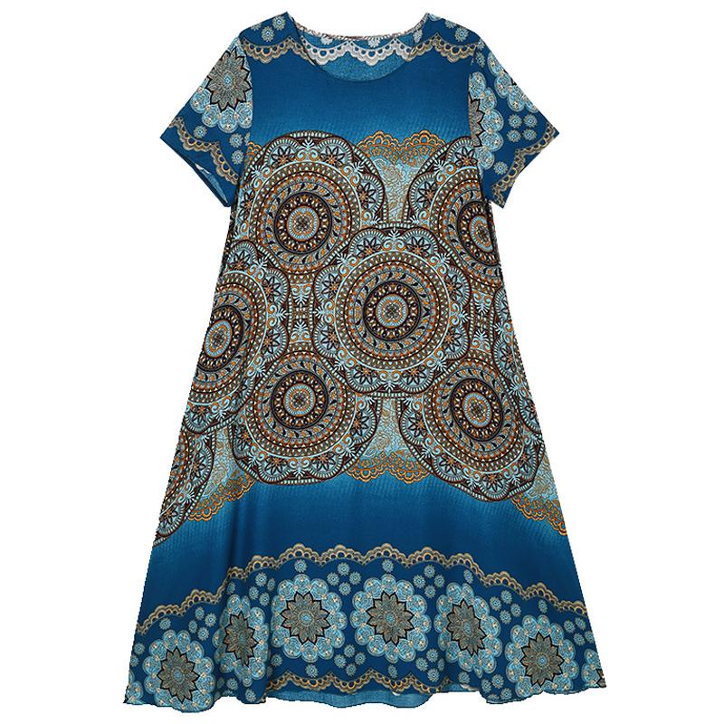 Большие размеры повседневные женские платья летние свободные короткие рукава длинные платья женские винтажные одежды