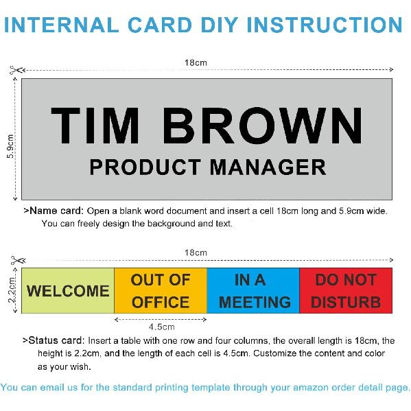 2-IN-1 Aluminum Name Plate For Desk/Doors/Cubicle Wall, With 4 Status Options, Combination Of Office Door Signs And Name Plate, Free To DIY The