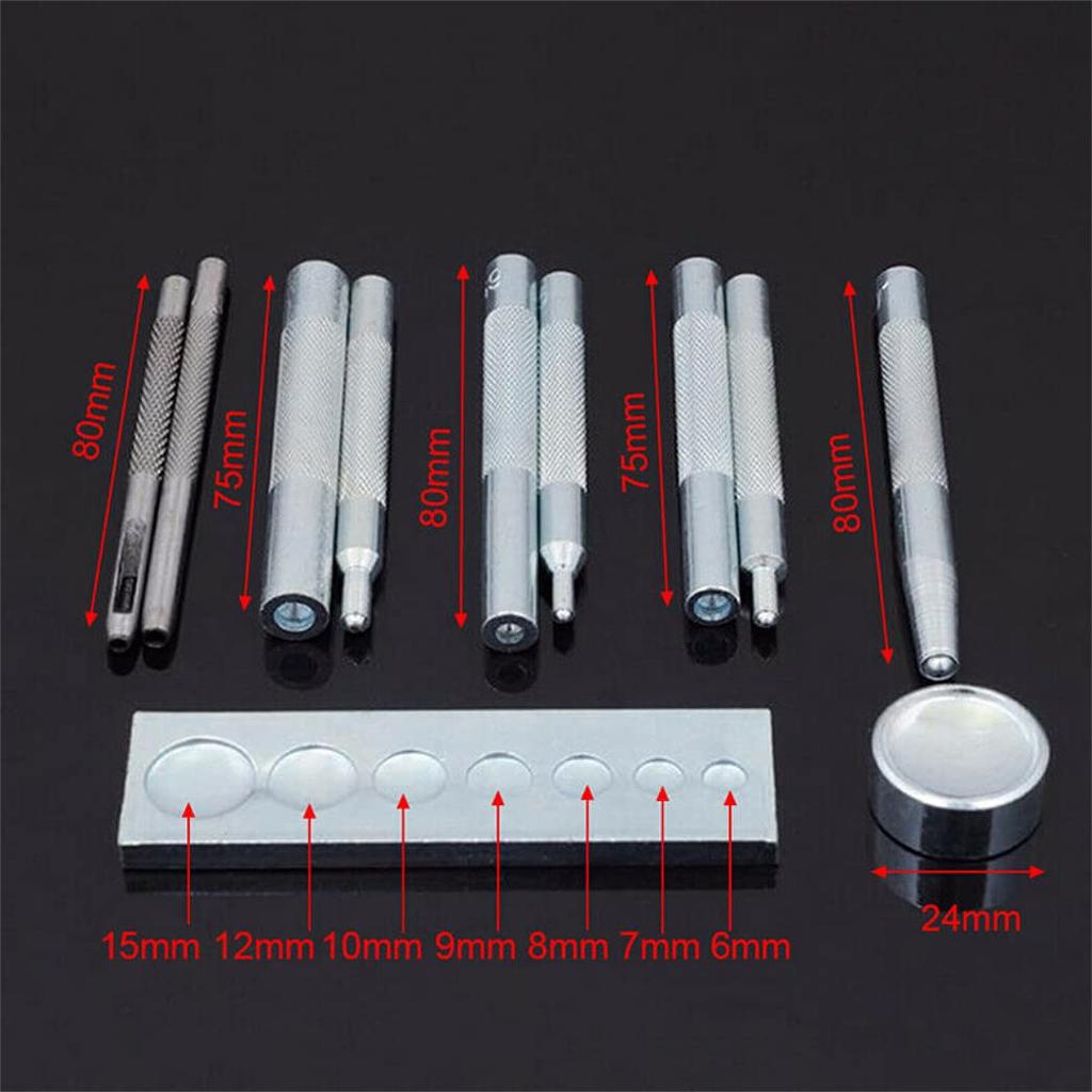 HappyHome Caulking Tool, Hammering Table, Eyelet, Leather Craft, Batting Stick, 11-piece Set, Hook Hammering, Caulking, Special Case Included